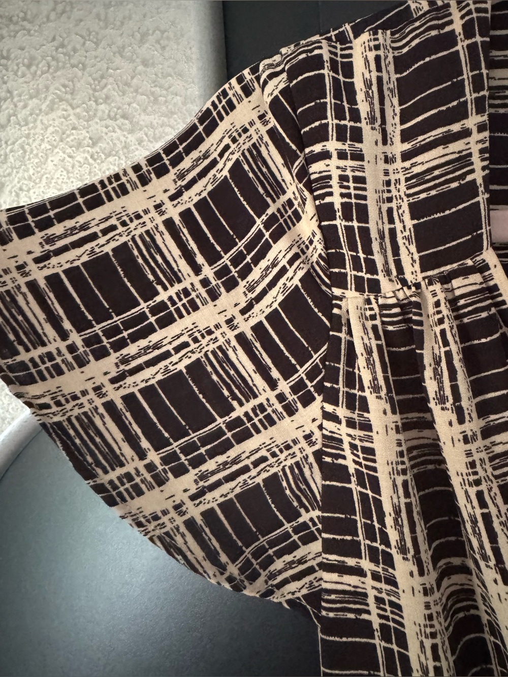 Urban Outfitters Black and Ivory Plaid Wrap Midi Dress - Picture 8 of 9